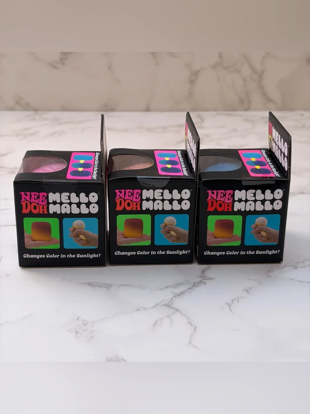 Lot of 3: Nee Doh Mello Mallo (Blue, Yellow & Pink) Squishy Marshmallows New